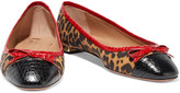 Thumbnail for your product : Aquazzura Moss Leopard-print Suede And Croc-effect Leather Ballet Flats