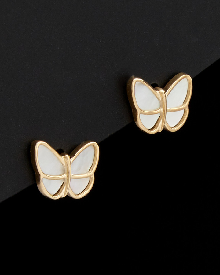 Italian Gold 14K Mother-Of-Pearl Butterfly Studs