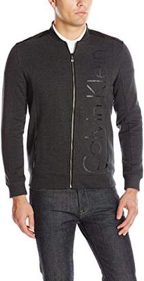 Calvin Klein Calvin Klein Men's Long Sleeve Ck Logo Mix Media Bomber Fleece Jacket