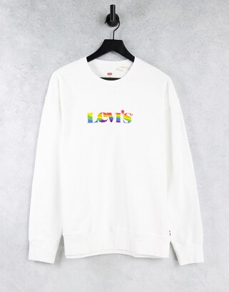 Levi's Pride relaxed fit rainbow modern vintage logo sweatshirt in white -  ShopStyle
