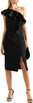 Thumbnail for your product : Michael Kors Collection One-shoulder Ruffled Wool-blend Crepe Dress