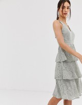 Thumbnail for your product : Little Mistress lace tiered midi dress in waterlily