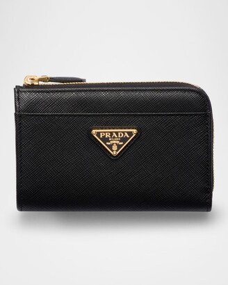 Prada Triangle Logo Saffiano Leather Zip Card Case - ShopStyle Prada Triangle Logo Saffiano Leather Zip Card Case - ShopStyle