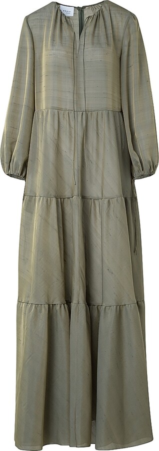 Akris Punto Women's Boho Silk-Blend Midi-Dress - Khaki - Size 2