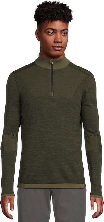 Smartwool Intraknit Alpine 1/4 Zip Men's Clothing Winter Moss : MD Elastane/Polyamide/Wool