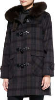 Thumbnail for your product : Sofia Cashmere Plaid Coat W/ Fur-Trimmed Hood
