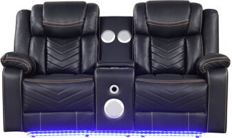 Orren Ellis Modern Contemporary Led Power Recliner Loveseat With Console Storage Stainless Cup Holder Bluetooth Speaker
