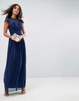 Thumbnail for your product : ASOS Design DESIGN lace mesh insert sleeve maxi dress