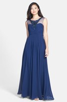 Thumbnail for your product : JS Collections Embellished Illusion Yoke Chiffon Gown