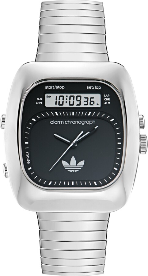 adidas Unisex Analog Silver-Tone Stainless Steel Watch, 37mm