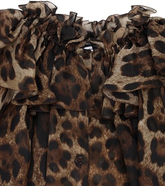 Dolce & Gabbana Leopard Print Silk Organza Shirt