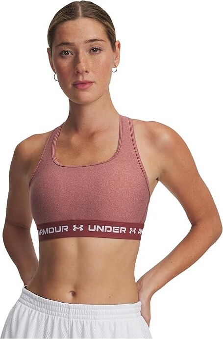 Under Armour Crossback Mid Impact Heather Bra Women's Lingerie Cinna Red/White : 2XL (US 18), Polyester/Elastane