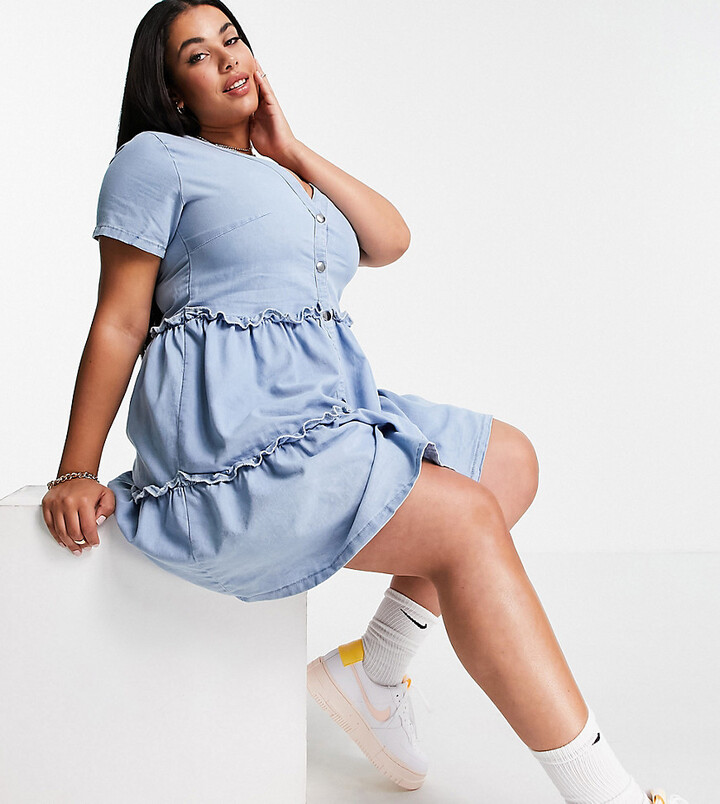 plus size denim skater dress