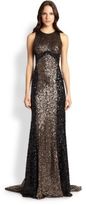 Thumbnail for your product : Badgley Mischka Sequined Colorblock Gown