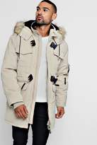 Thumbnail for your product : boohoo Faux Fur Trimmed hood Double Buckle Parka