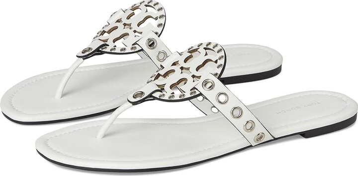 Tory Burch Miller Eyelet Sandal Women's Sandals Cloud/Silver : 8.5 M, Leather/Rubber