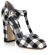 Thumbnail for your product : Dolce & Gabbana Gingham Check-Print T-Strap Pumps