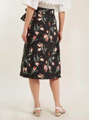 Rebecca Taylor Ikat Tulip Print Wrap Skirt - Womens - Black Print