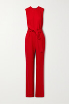 Belted Wool-crepe Jumpsuit - Red 
