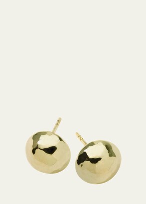 Hammered Half Ball Post Earrings in Genuine 14k Yellow Gold 7 to 17mm 13x13 mm 