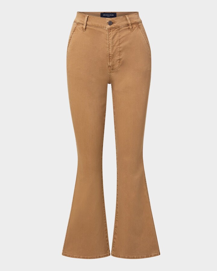 Veronica Beard Carson High-Rise Ankle Flare Jeans with Slant Pockets