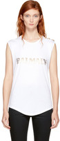 Balmain - T-shirt sans manches à logo blanc