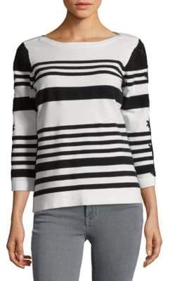 Lace-Sleeve Stripe Sweater