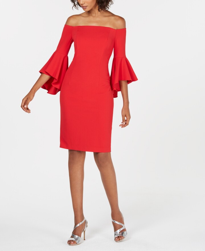 Calvin Klein Off-The-Shoulder Sheath Dress - ShopStyle