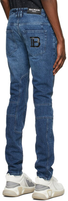 Balmain Blue Ribbed Skinny Jeans