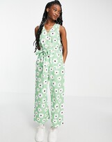 Thumbnail for your product : Monki Piffi cotton jumpsuit in green floral