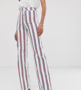 Thumbnail for your product : Asos Tall ASOS DESIGN Tall full length flare jeans in stripe with exposed fly detail