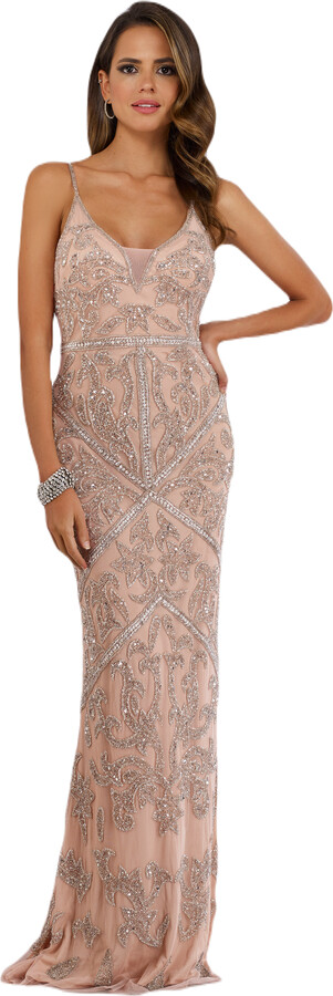 LARA New York Spaghetti Strap Beaded Dress