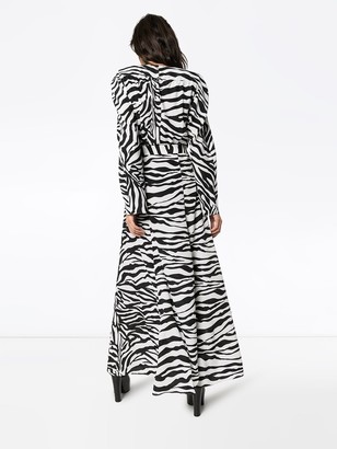 ATTICO Zebra Print Ruched Maxi Dress