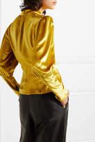 Thumbnail for your product : De La Vali Jane Button-embellished Velvet Top - Chartreuse