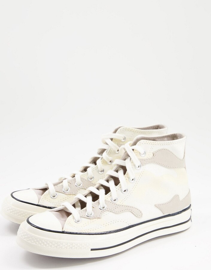 Converse Chuck 70 Hi Hybird Camo suede-mix sneakers in egret - ShopStyle