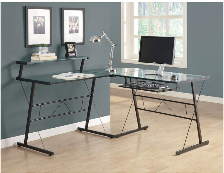 Monarch Specialties 57In L-Shaped Clear Desk - ShopStyle