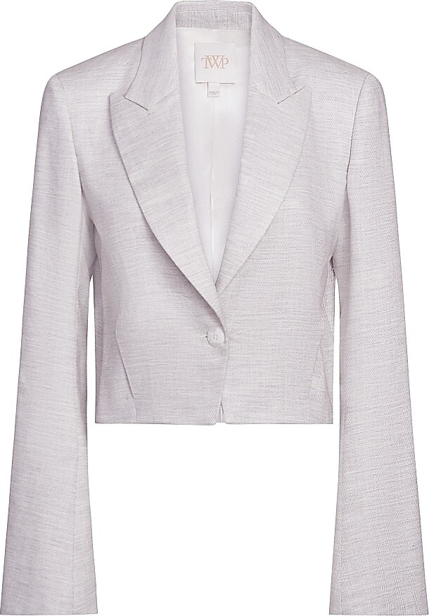 TWP Women's Pleat Placket Blazer - Grey Ivory - Size Medium
