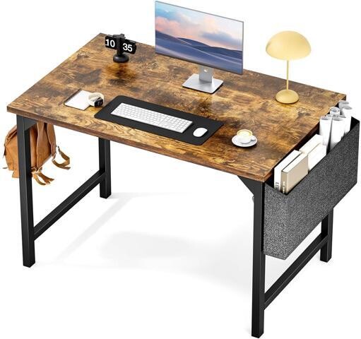 VINIUSIKI Sweetcrispy Computer Small Office Desk 40 Inch Student Kids Study Writing Work with Headphone Hooks & Storage Bag Modern Simple PC Home Bedroom...
