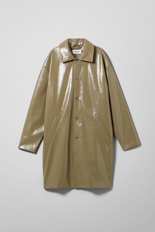 Weekday Daryl Patent Coat - Beige - ShopStyle Outerwear