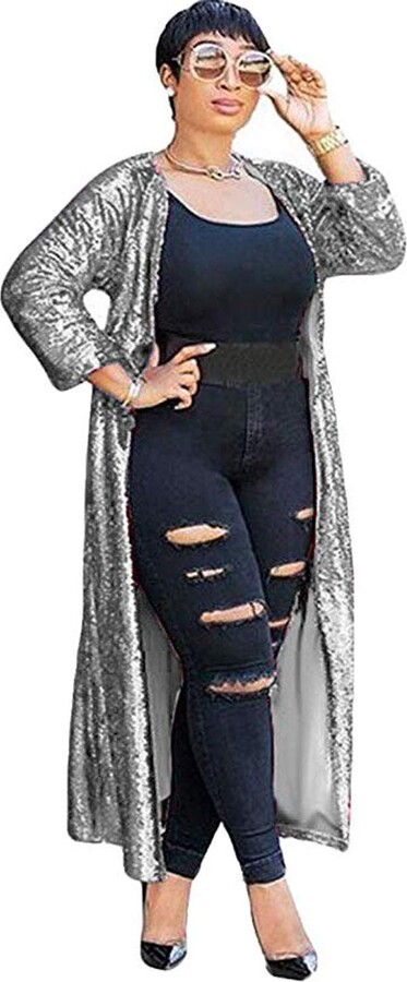 silver sequin cardigan jacket