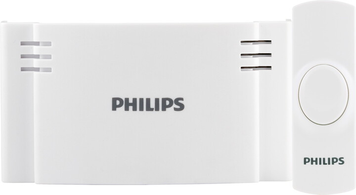 Philips Battery-Operated 2-Melody Doorbell Kit, White, 6.45in, DES1120W/27
