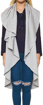 QiuLan Women's Irregular Waistcoat Vest Sleeveless Solid Color Trench Coat