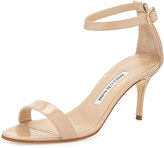 Thumbnail for your product : Manolo Blahnik Chaos Patent Leather Sandal, Nude