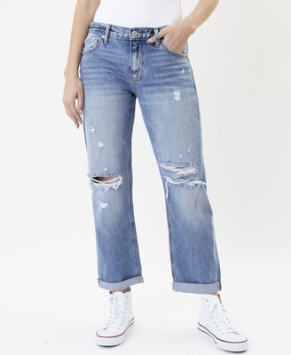 Kancan Women's Mid Rise Boyfriend Jeans