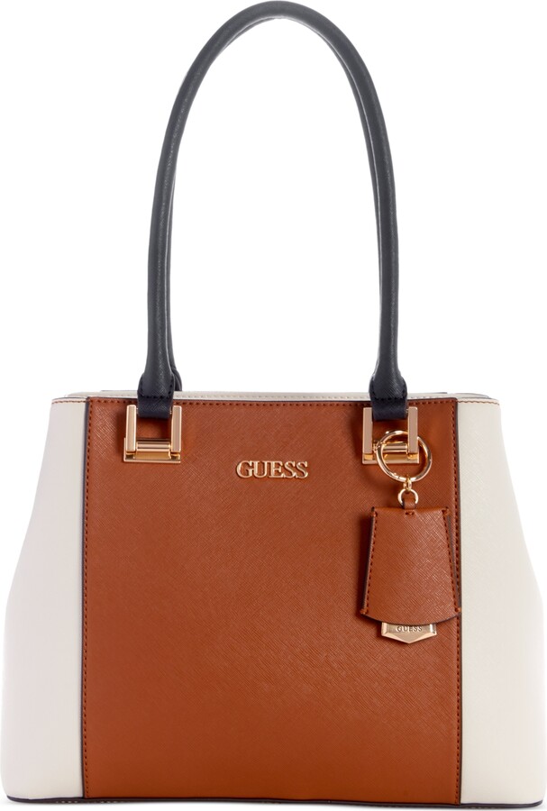 GUESS womens Noelle Small Elite Tote, Latte, One Size US