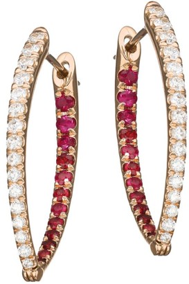 Melissa Kaye Cristina 18K Rose Gold, Diamond & Ruby Medium Hoop Earrings
