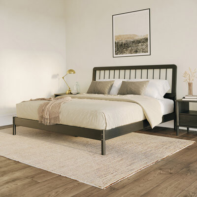 Latitude Run Mid-Century Modern Wood Queen Platform Bed Frame With Spindle Headboard