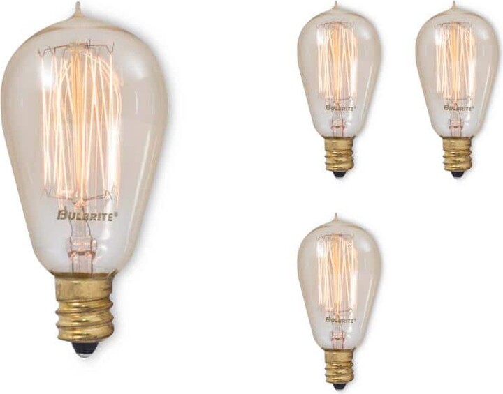 25 - Watt Equivalent ST15 Dimmable Candelabra Screw Decorative Incandescent Light Bulb Amber Light 2200K, 4 Pack