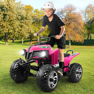 Homdox 24V 2-Seater Kids Atv, 4Wd Electric Ride On Car With Steel Frame And 4X100W Motors, Ride On Toy For Kids 3-10 Years With Bluetooth, Music, Led Lights