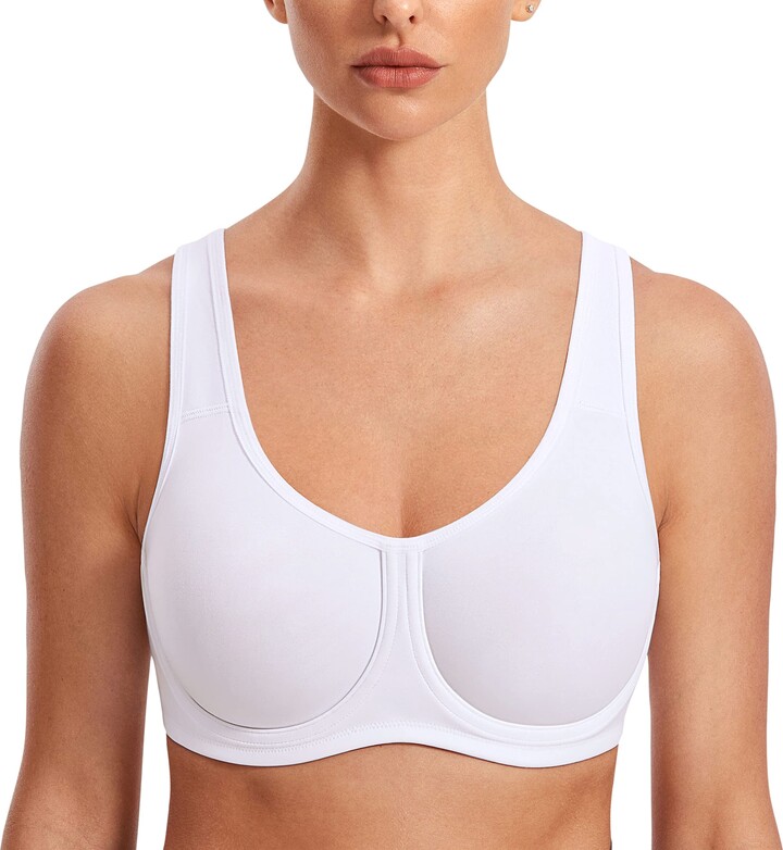 SYROKAN Women's Max Control Solid High Impact Plus Size Underwire Sports  Bra for Large Breasts White 38G - ShopStyle Tops